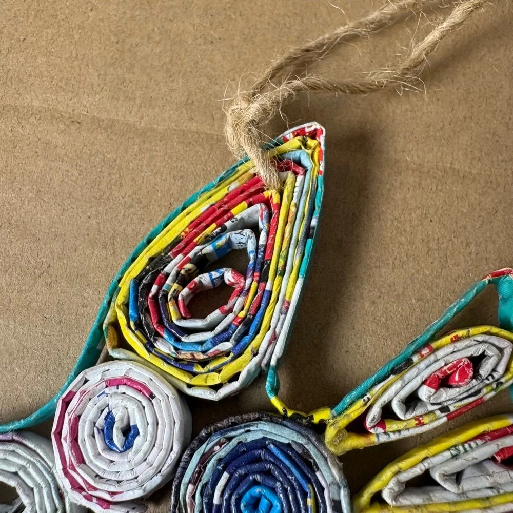 Handmade Paper Quilled‎ Bird Ornament Colorful Recycled Sustainable Folk Art